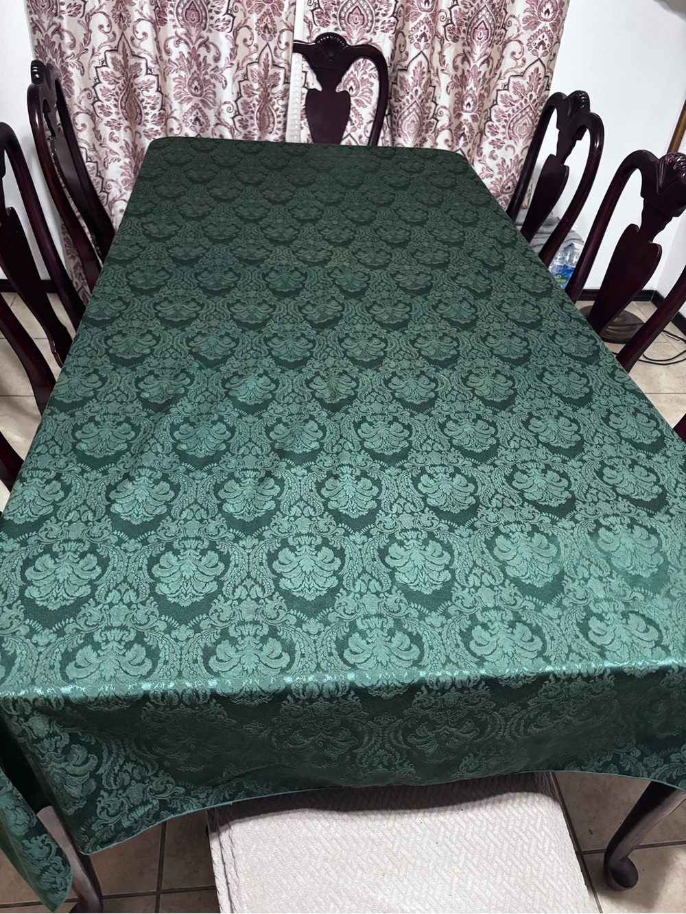 Green Damask Tablecloth - Classic Home Dining